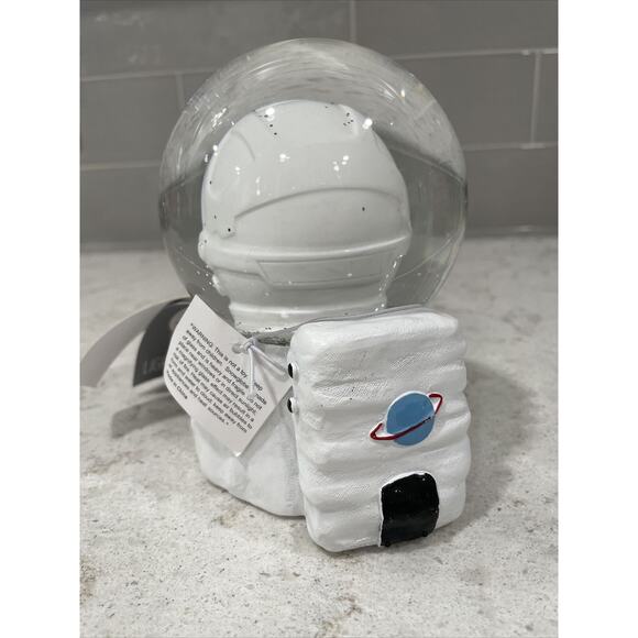 ASTRONAUT Light Up Snow Globe Silver Glitter Desk Accessory Paper Weight Space - Picture 6 of 10